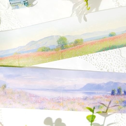 Alideco 6pcs Decorative Adhesive Tapes Literary Oil Painting Landscape Washi Tape Great for Bullet Journal Supplies, Arts, Scrapbook, DIY Crafts, Planners (tuosikanadexiatian)