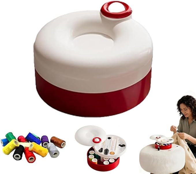 2026 New Rotating Magnetic Design Sewing Kit, Sewing Kit for Adults Box, Rotating Magnetic Sewings Kits, Magnetics Needle Case, DIY Sewings Supplies Organizer Box, Organized Compartments (Red)