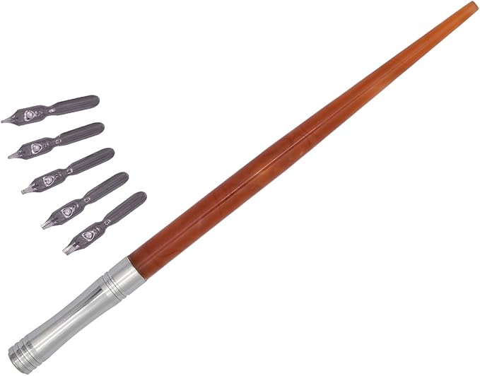 Gullor Resin Dip Pen Handcrafted Calligraphy Set with 33 Nibs for Art, Signatures, Drawing, Caligraphy Kits for Beginners (Brown)