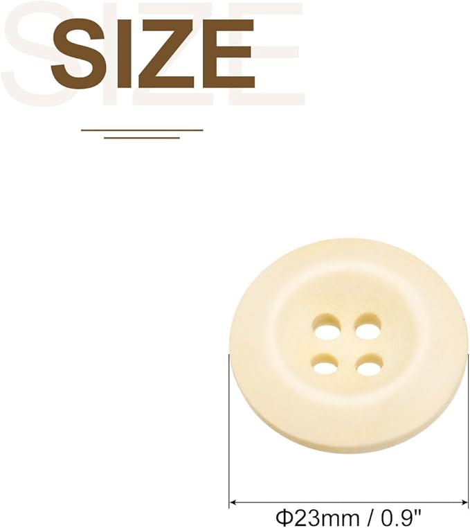 uxcell 80Pcs Wooden Buttons, 23mm(7/8") 4 Hole Round Wood Sewing Button Craft for Sewing DIY Craft Clothing, Natural Wood