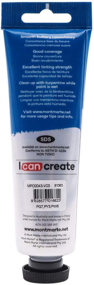 Mont Marte Oil Paint Premium, 3.4 US fl.oz (100ml) Tube, Emerald Green, Heavy Body Paint, Artist Quality, Good Coverage, Excellent Tinting Strength, Ideal for Painting Canvas