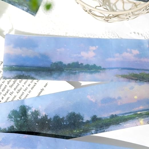 Alideco 6pcs Decorative Adhesive Tapes Literary Oil Painting Landscape Washi Tape Great for Bullet Journal Supplies, Arts, Scrapbook, DIY Crafts, Planners (tuosikanadexiatian)
