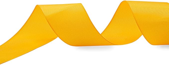 LIUYAXI 1" X 50 Yards Solid Gold Grosgrain Ribbon, Perfect for Crafts, Wedding Decor, DIY Hair Accessories, Sewing, Gift Package Wrapping and More