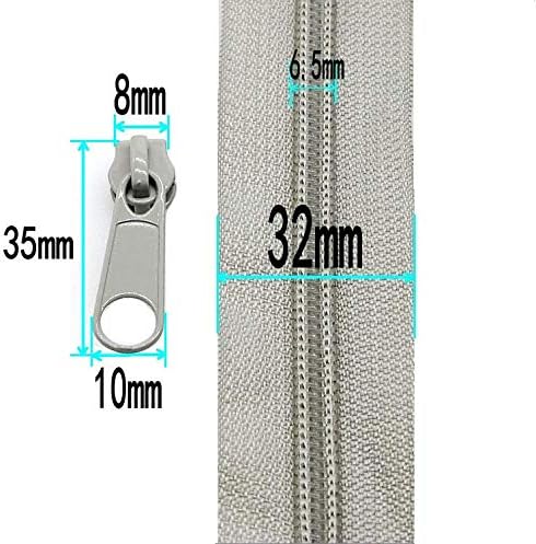 Leekayer #5 Gray Nylon Coil Zippers by The Yards Bulk 10 Yards with 25pcs Sliders for DIY Tailor Sewing Craft,Bag,Luggage,Dress,Sofa Cushion,Pillow(Grey)
