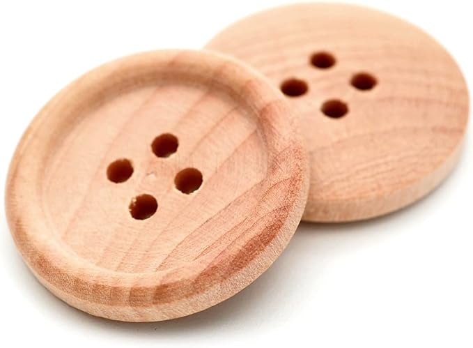 CRAFTMEMORE Wood Buttons 4 Holes Round Wooden Button for Garment Sewing DIY Crafts B08 (13mm, Lt.Brown 12pcs)