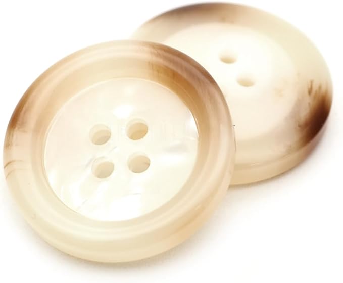 CRAFTMEMORE Tortoiseshell Resin Buttons 4 Holes Button for Garment Sewing Men's Suit DIY Crafts TG47 (25mm White, 12pcs)
