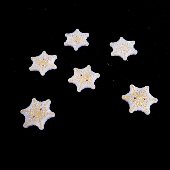 White Snowflake Shaped Buttons for Crafts,Acetate Button for Clothes,Cute Buttons for Sewing,Button Bulk,Pack of 6