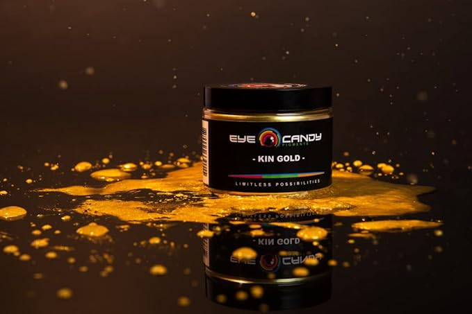 Eye Candy Pigments Premium Gold Mica Powder - Kin Gold (50gr) - for Epoxy, Resin, Soap, Paint, Woodworking, Acrylic Pouring, Bath Bombs, Fishing Lures - DIY Arts and Crafts Additive