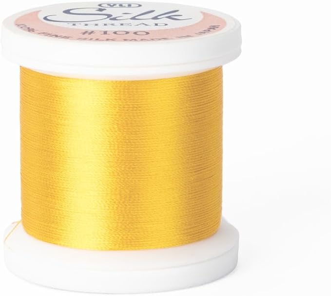 YLI Threads Silk Thread – 100 wt Fine Japanese Silk for Appliqué, EPP, and Quilting - Yellow