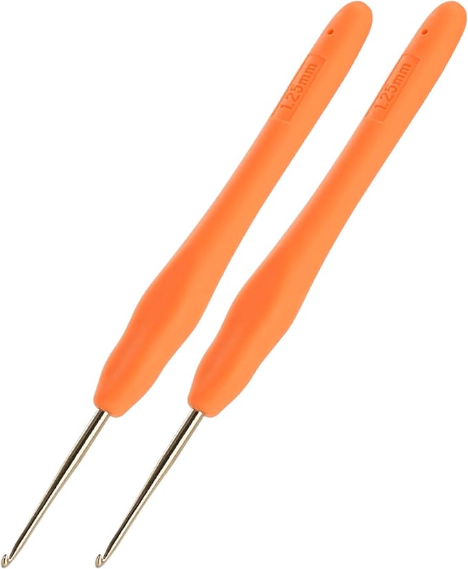 2Pcs 1.25mm Small Crochet Hooks, Ergonomic Small Lace Crochet Hook for Beginners, Crochet Needles for Crocheting, Smooth and Comfortable for Arthritis (1.25mm)