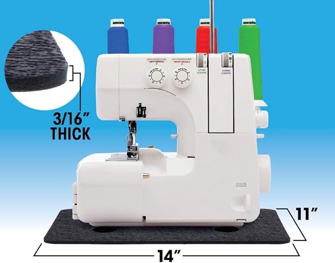 Cottage Mills Stay-in-Place Machine Mats - 2 Piece Set - 11" x 14" & 15" x 18" - Sewing Machine and Serger Mats - Calms Vibration and Dampens Noise. Made in USA.