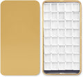 Portable Watercolor Tins Paint Palette with 40Pcs Empty Half Pans and Magnetic Squares, Small Travel Metal Paint Box with Acrylics Painting Art Drawing.Gold
