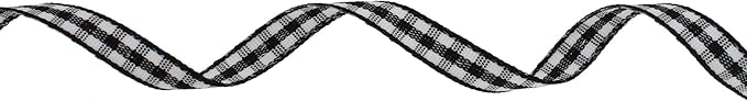 Gingham Ribbon 50 Yard Each Roll 100% Polyester Woven Edge (1/4" x 50 Yards, Black)