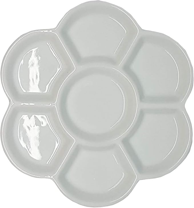 White Watercolor Paint Palette Tray Water Color Palletes Washable Paint Ceramic Paint Palette Porcelain Watercolor Palette for Artist Watercolor Painting Palettes and Palette Cups