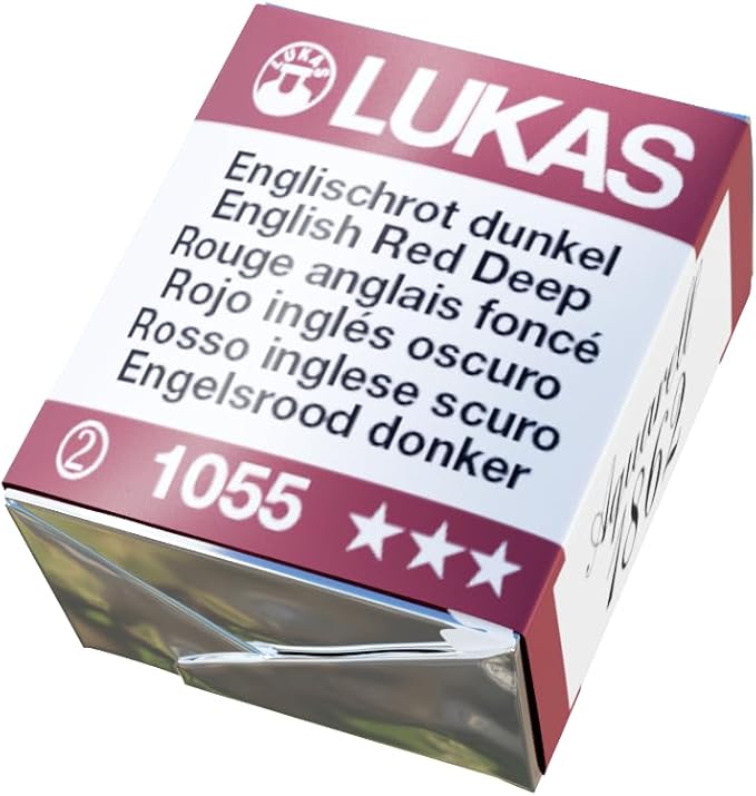 LUKAS 1862 Aquarell Artists' Watercolor Pans, English Red Deep Half Pan - Vibrant Professional Grade Watercolor Paint - Easy-to-Wet, Intense Color, Long-lasting - Ideal for Professional Watercolorists