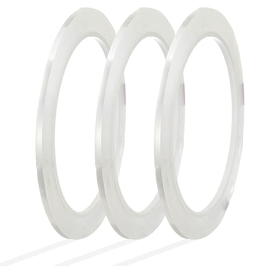 MECCANIXITY Whiteboard Tape 1/8" x 72 Yard Pinstripe Graphic Chart Line Grid Marking Tapes for Classroom Office Dry Erase Board Art, Clear, Pack of 3