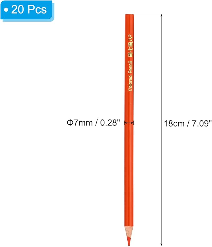 PATIKIL Orange Colored Pencils Set,20 Pcs Oil Color Pencils Wooden Coloring Drawing Pencil for Artists Art Painting