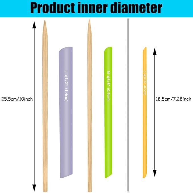 YEQIN Quick Turn Fabric Set, 3 Count, Assorted Sizes Tube Turners for Sewing DIY Tool