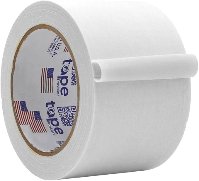 WOD GTC12 Gaffer Tape, White Low Gloss Finish Film, 3 inch x 60 ft. Residue Free, Non Reflective Cloth Fabric, Secure Cords, Water Resistant, Photography, Filming Backdrop, Production