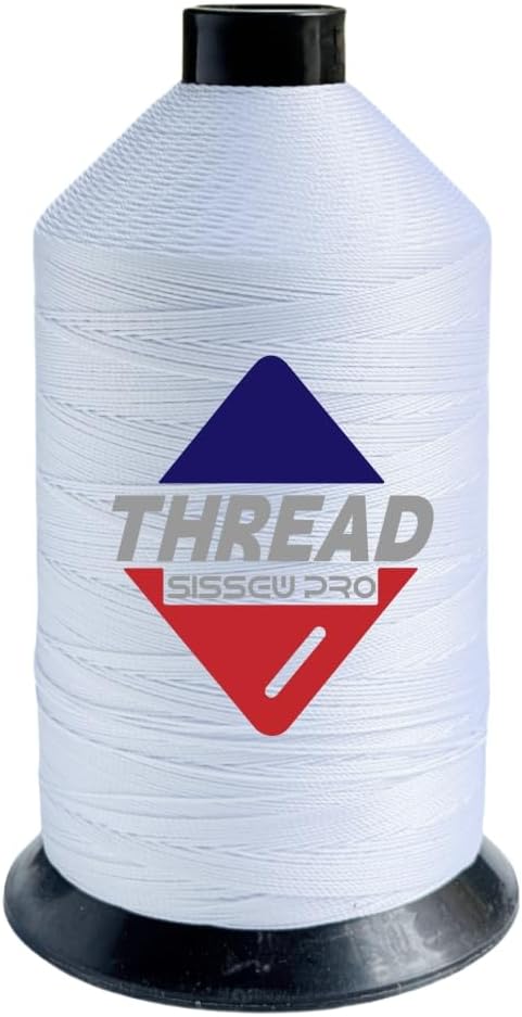 Sissewpro 16oz 207 Bonded Nylon Thread for Sewing Machine Leather Stitching Repair, T210 Thick Nylon White Sewing Thread for Upholstery Heavy Duty, Saddles,Furniture, Awnings, #207 Tex210 2000yds