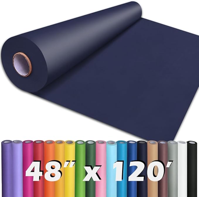 PerkHomy 48" x 1,440" (120') Navy Blue Kraft Paper Roll for Craft Bulletin Board Paper Art Table Covering Crafting Gift Wrapping Bouquet Packing Parcel 80GSM 55LB (Navy Blue, 48" x 120')