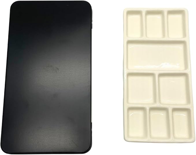 Travel Watercolor Palette, Portable Ceramic Paint Palette with 9 Wells, Empty Wet Palette, Metal Paint Box with Porcelain Palette（Iron Box Style）