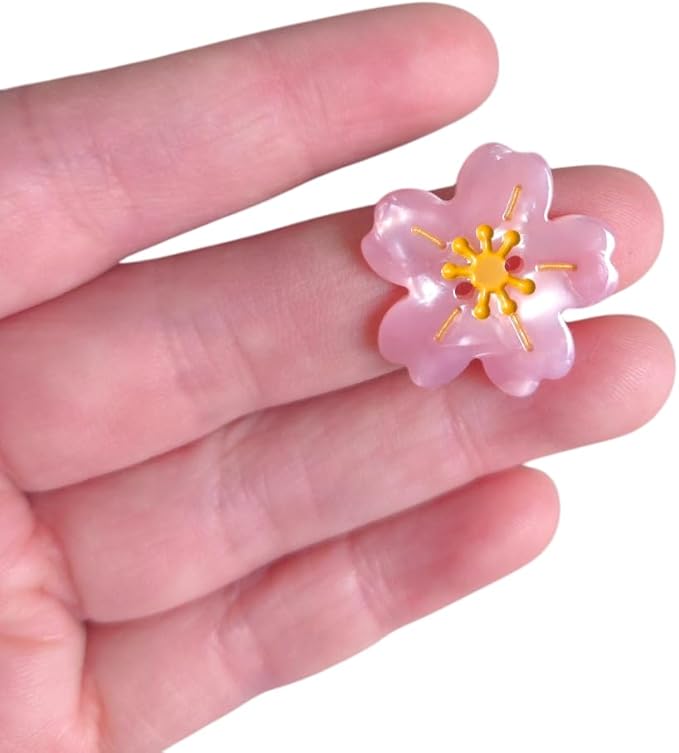 Pink Flower Shaped Buttons for Crafts,Acetate Button for Clothes,Buttons for Sewing,Button Bulk,Pack of 6