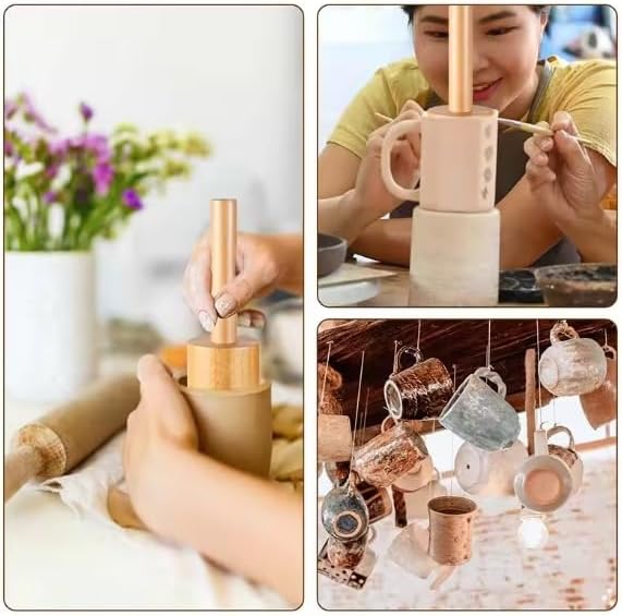 Cup Pottery Molds Clay Tools 3.1" & 3.4" & 3.7" Set of 3 Wooden Pottery Tools for Creating Pottery Mug Vases (Style A)