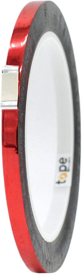 MAT Metalized Polyester Mylar Film Tape, Red - 1/4 inch x 72 yds. Decor Tape for Detailing Accent Wall, Graphic Arts, Car and Boat Trim - Vibrant Mirror Like Finish