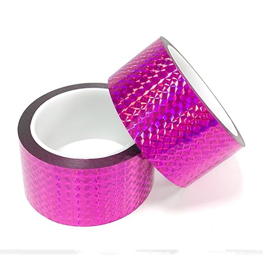 Self-Adhesive Holographic Reflective Tape Prism Tape Holographic Reflective Tape for Keep Birds Away, Craft Projects, DIY Art, Home, Daily Use (Pink, 1 Inch x 55 Yard)