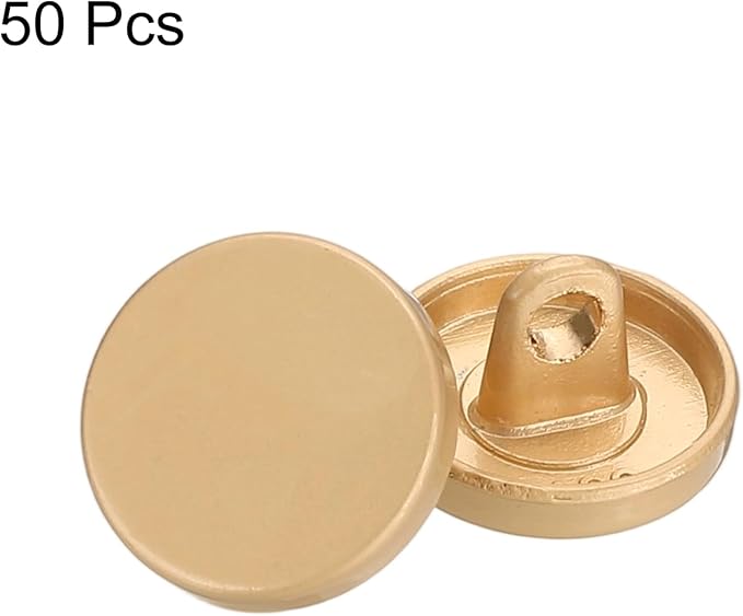 HARFINGTON 50pcs 18L Metal Round Flat Sewing Buttons 11.5mm Alloy Shank Craft Replacement Button for Men Women Suit Woolen Coat Shirt Trousers Sewing Crafts, Matt Gold