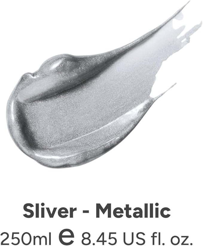 JusArt Acrylic Paint Metallic Silver Tubes 250ml (8.45 oz), Non Toxic Craft Paint, No Fading Rich Pigment for Canvas Painting, Wood, Fabric, Clay, MetallicStone, Ceramics Art Supplies for Artists, Adults