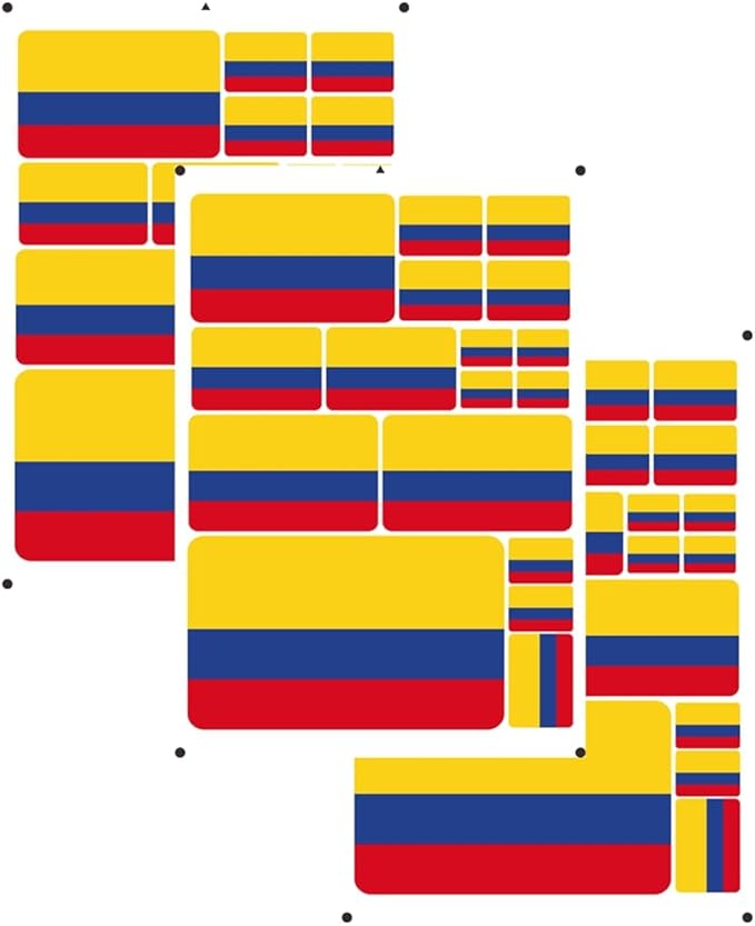 vmcoatdu Columbia Colombia Flag Laser Printing Sticker 3 Pcs Decal in Multiple Sizes Stickers (Yellow Columbia Colombia)