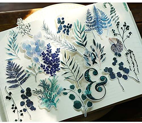 56PCS Middle Size Plants Scrapbook Stickers - Doraking DIY Decoration Transparent Sulfuric Paper Plants Stickers for Scrapbook Decoration Without Repeat