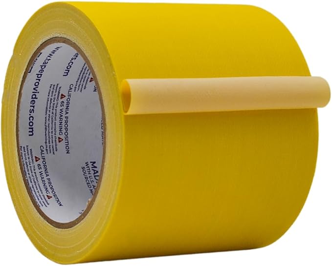 WOD GTC12 Gaffer Tape, Yellow Low Gloss Finish Film, 4 inch x 60 ft. Residue Free, Non Reflective Cloth Fabric, Secure Cords, Water Resistant, Photography, Filming Backdrop, Production