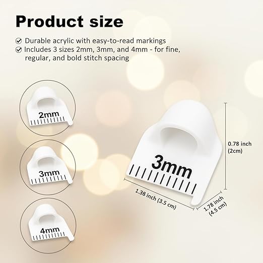 Edge Stitch Lock and Sewing Gauge-Sewing Gauge-Edge Sewing Lockranding Tool-Needle Gauge Quilting Ruler for Straight & Curved Seams for Beginners,Professional Sewers - 2/3/4 Mm, 3 Pcs,Plastic (White)