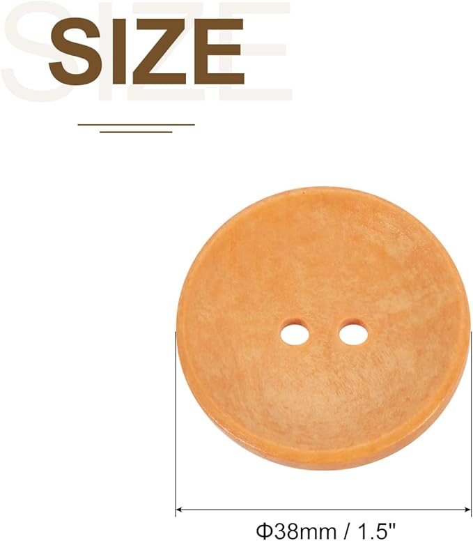 uxcell 30Pcs Wooden Buttons, 38mm(1.5 Inch) 2 Hole Round Wood Sewing Button Craft for Sewing DIY Craft Clothing, Light Orange