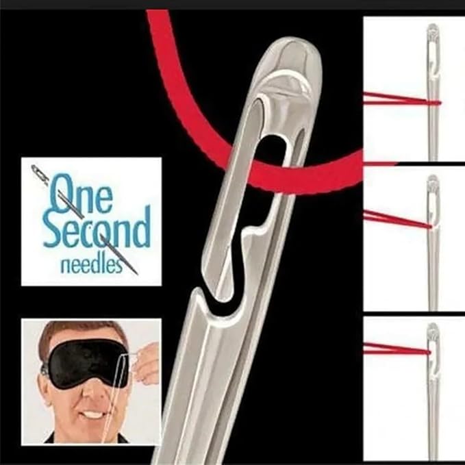 Self Threading Sewing Needles, Embroidery Needles for Hand Sewing, Easy Side Threading high-Level Multi-Size, for DIY, Sewing and Mending, Embroidery, with Wood Case (30)