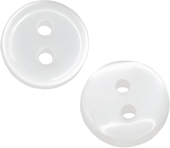 100 Pcs White Sewing Buttons 0.35 inch Pearl Buttons for Shirt 2 Hole 14L Plastic Round 9mm Ideal for Sewing Dress Skirt Blouse School Outfits Aprons Pants Jackets Bags DIY Crafts