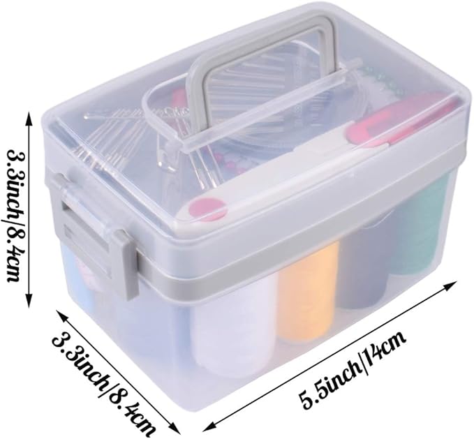 Sewing Kit for Adults & Beginners - Portable Travel Hand Sewing Supplies with Case, Thread, Needles, Scissors - Complete Basic Starter Set (Gray)
