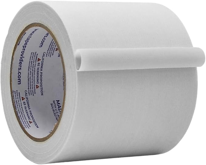 WOD GTC12 Gaffer Tape, White Low Gloss Finish Film, 4 inch x 60 ft. Residue Free, Non Reflective Cloth Fabric, Secure Cords, Water Resistant, Photography, Filming Backdrop, Production
