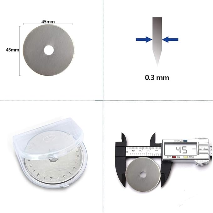 Rotary Cutter Blades 45mm 10 Pack by KISSWILL, Fits Fiskars, Olfa, Martelli, Dremel, Truecut, DAFA Rotary Cutter Replacement for Quilting Scrapbooking Sewing Arts &Crafts, Sharp and Durable