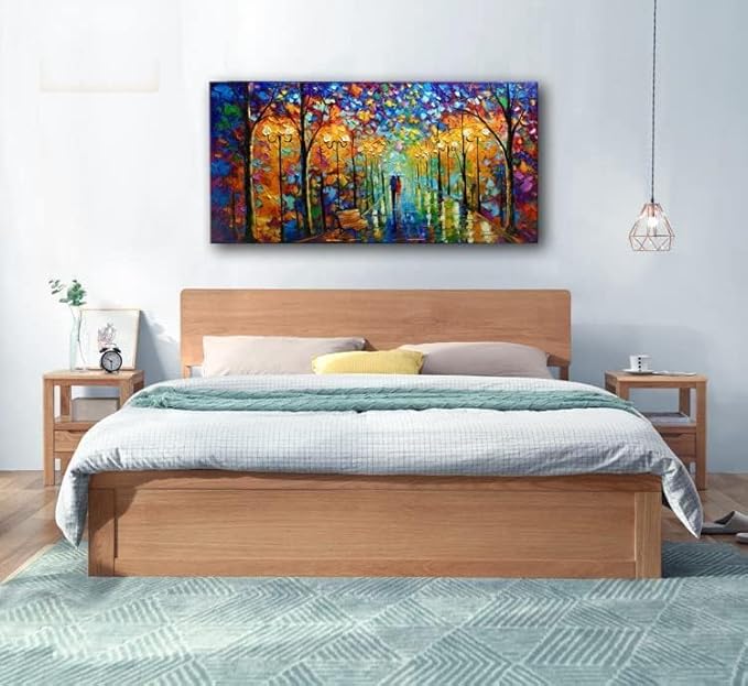 Tyed Art- Large Contemporary Wall Art Landscape Oil Painting On Canvas palette knife Textured Tree Painting hand-painted Acrylic Abstract Landscape wall art modern canvas painting 30x60inch