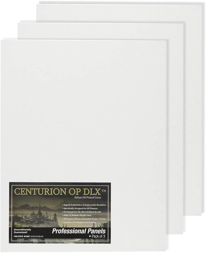 Centurion Deluxe Professional Oil Primed Linen Canvas Panels - 16x20-3 Pack of Linen Canvases for Painting, Artwork and More