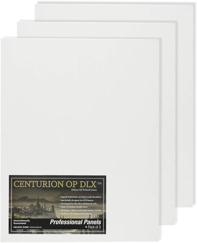 Centurion Deluxe Professional Oil Primed Linen Canvas Panels - 18x24-3 Pack of Linen Canvases for Painting, Artwork and More