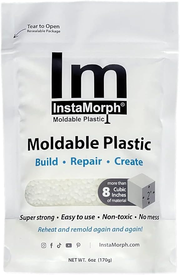 InstaMorph | Thermoplastic Beads, Meltable Polymorph Pellets | Lightweight Modeling Compound for DIY Crafts, Sculpting, Cosplay Accessories | Temporarily Repair | White, 6oz