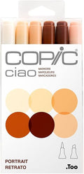Copic Ciao, Alcohol Markers, 6 Colors Dual Brush Tip Art Marker for Adults/Teen Artists & Creators, Permanent Blendable Sketch Markers for Coloring Drawing & Illustration Art - Portrait Color Set