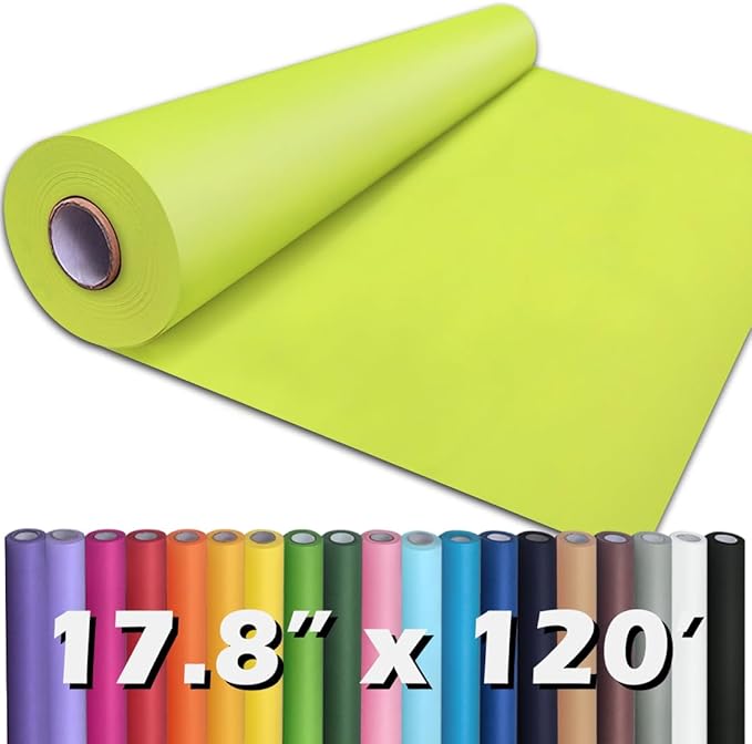 PerkHomy 17.8" x 1,440" (120') Neon Green Kraft Paper Roll for Craft Bulletin Board Paper Art Table Covering Crafting Gift Wrapping Bouquet Packing Parcel 80GSM 55LB (Neon, 17.8" x 120')