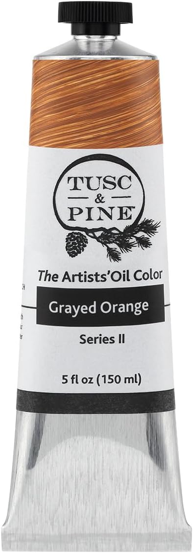Tusc & Pine Artist Oil Paint - Grayed Orange, 150 ml, Non-Yellowing, Rich & Creamy Consistency, Maximum Pigment Load, Small Batch Milled Oil Paints Made in the USA for Professional Artists