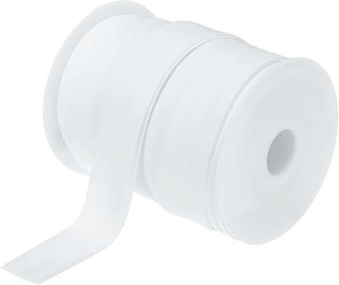 MECCANIXITY 1 Inch Double Fold Bias Tape Polyester Continuous Bulk Bias Tape for Sewing,Seaming Quilting Hemming Binding Crafts (White 25 Yards)